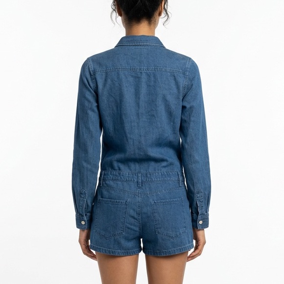 Denim button short romper size LARGE - Picture 6 of 6